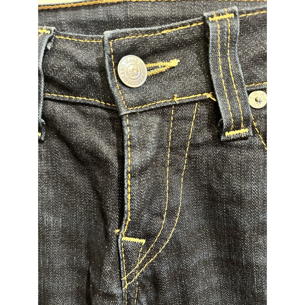 True Religion Women's Billy Straight Leg Flap Pockets Dark Wash Jeans 30 34X32 - Picture 4 of 7